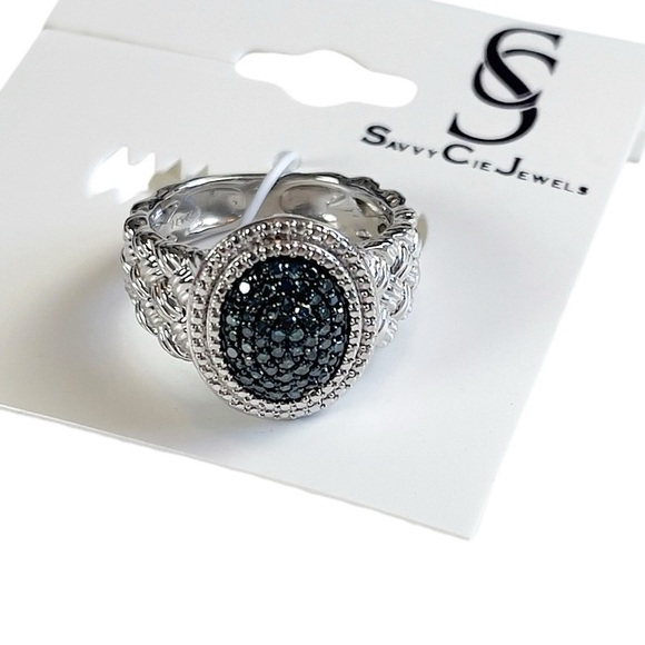 SAVVY CIE JEWELS BLUE DIAMOND ACCENT BRAID TEXTURE RING - 0.25 CTW - Picture 4 of 7